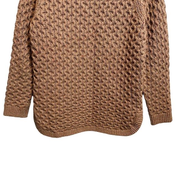 Land's End Chunky Brown Cable Knit Sweater Size XS Crew Neck Boat Hem Pull On - Picture 7 of 9